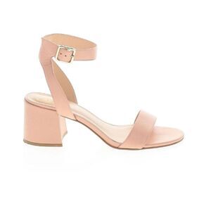 Vince Camuto Open Toe Sandal Nude Pink Ankle Strap Block Heels Sz 8.5